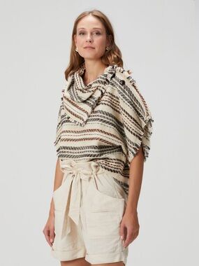 NWT Isabel Marant Etoile Ilianie Striped S/S Sweater Women’s 42 US10 Ecru